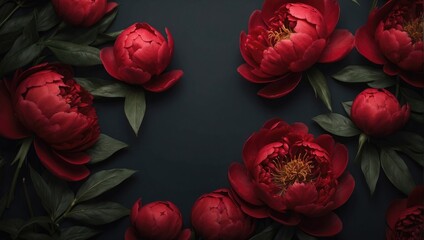 red rose of a dark wall with copy space for text, valentine banner, love, red flower,
