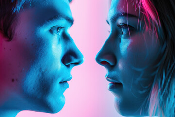 Fototapeta premium photo of a male and female gender with a blue and a pink