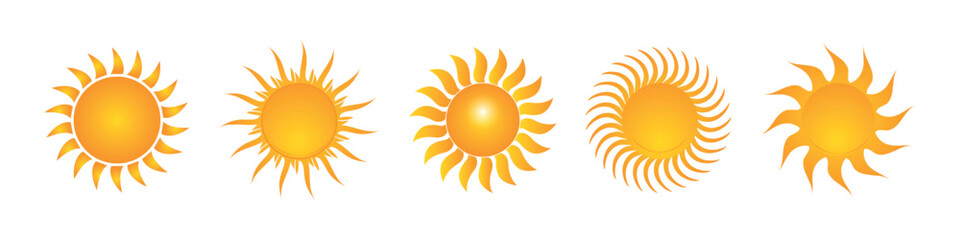 set of sun vector on a white background