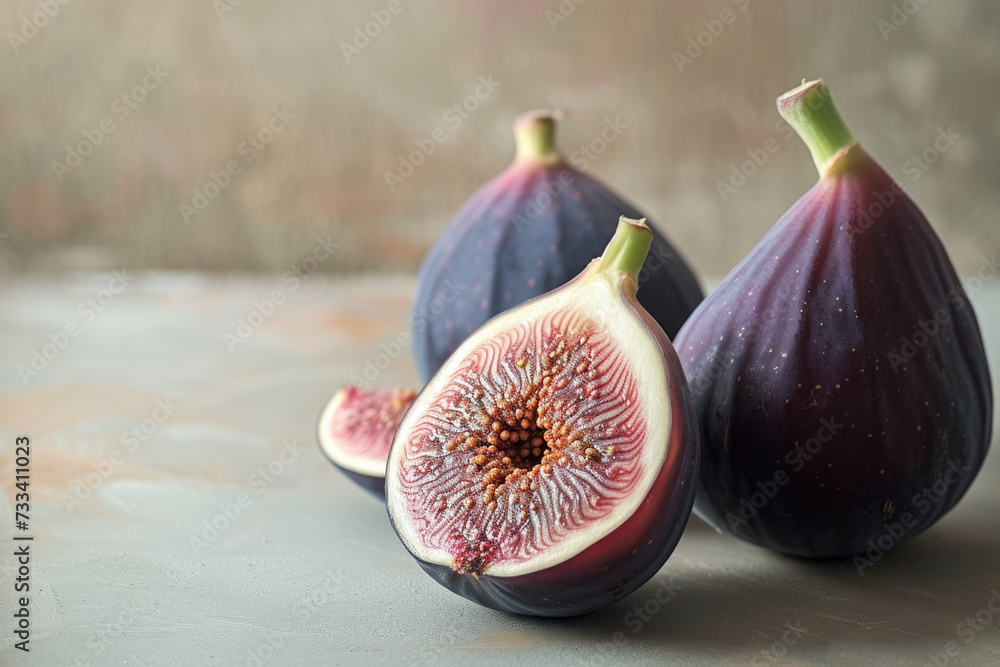 Poster fig with a purple color and a soft flesh and a professional overlay on the texture