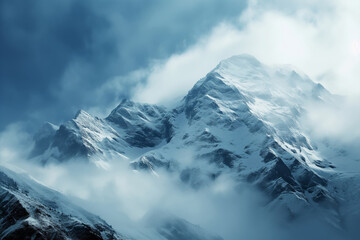 Obraz premium clouds form on snow covered mountains