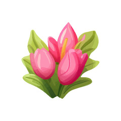 Fototapeta premium pink flowers on a white background. spring flower, bouquet. isolated vector element on white background.