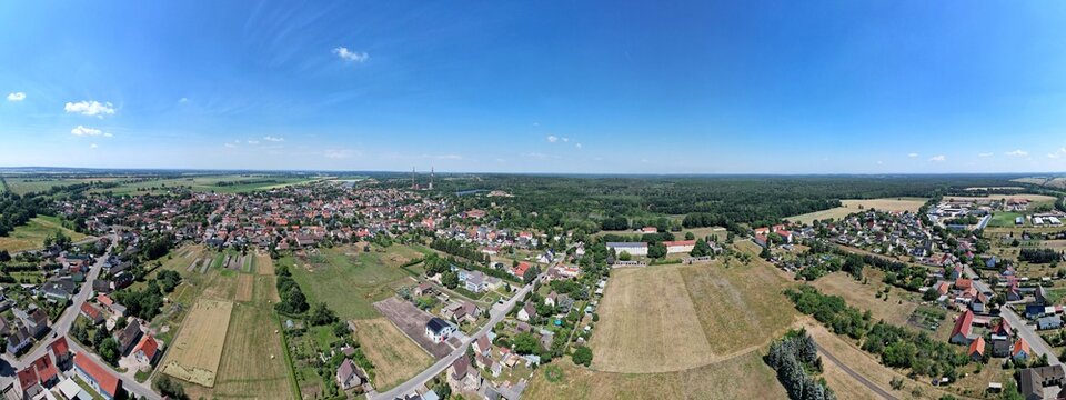 Plessa, ehemaliges Bergarbeiterdorf, 180&deg; Panorama  2023