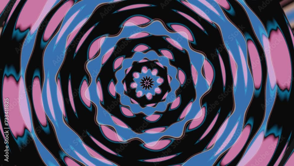 Poster animated 3d rendered seamless looped background depicting an abstract flower pattern composed of blu