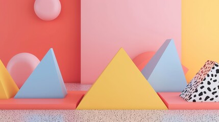 Memphis background with minimalist aesthetics 3d shape