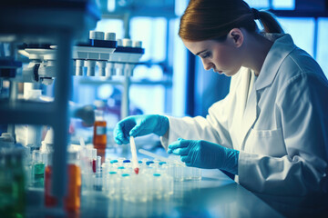 lab technician analyzing a blood sample in a laboratory