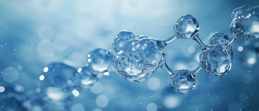 Water (H2O) Molecule Floating on a Soft Blue background .
