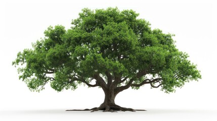 Obraz premium Big oak tree isolated on a white background