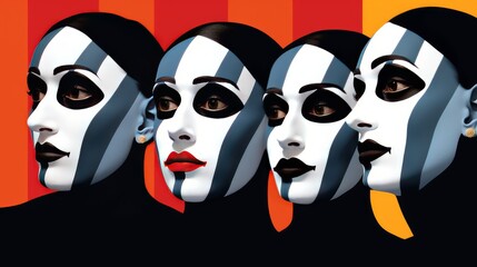 Mystique in Monochrome: Elegant Indian Adults in Mime Paint generative ai