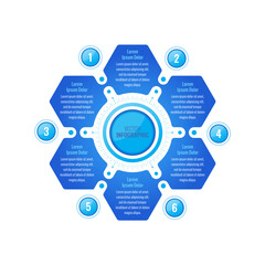 hexagon infographic template. six steps information template. Infographic template for industry, science, education, business, printing, technology world