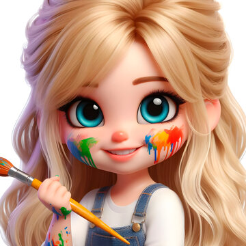 Blonde Girl Painting Happiness
