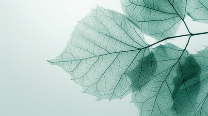 Obraz premium The translucence of a leaf's veins, a network of lifeblood etched in green
