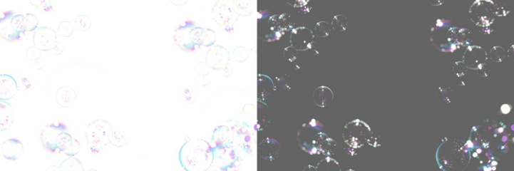 Soap bubble floating transparent background. Realistic air water soap foam bubble with rainbow colors. Bubble frame border PNG	