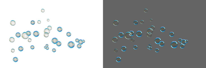 Soap bubble floating transparent background. Realistic air water soap foam bubble with rainbow colors. Bubble frame border PNG	