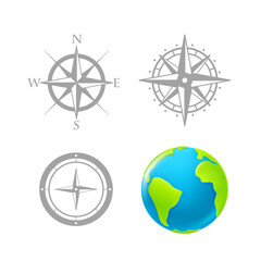 Wind rose scheme and the Earth vector clipart