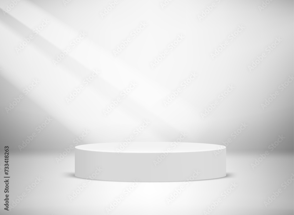 Poster Bright studio with sun flare of the window. 3D vector illusration with shadow overlay effect