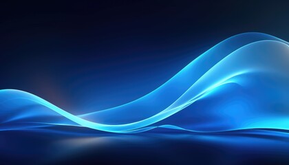 Abstract wave technology background with blue light smooth and flow