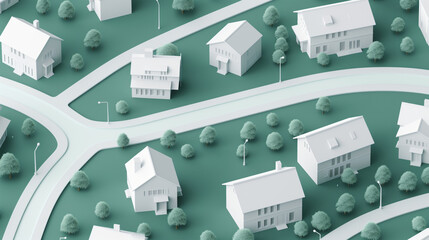 3d model city pattern houses trees