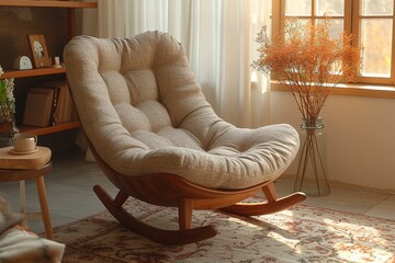 Designer rocking chair for relaxing in the home interior - obrazy, fototapety, plakaty