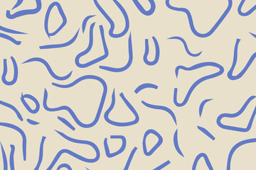 Modern minimalist abstract doodle brush stroke painting seamless pattern. Stylish wavy marble background prints. Paint line background vector illustration. Hipster seamless pattern
