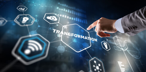 Businessman selecting Transformation. Background for presentations