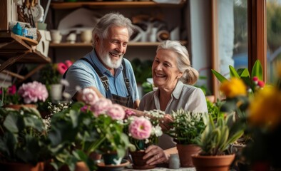 a couple taking part in florist lessons 