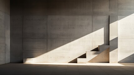 Obraz premium A dramatic play of light and shadow on brutalist walls