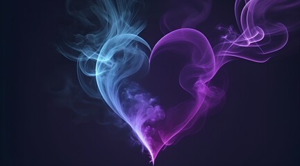 A heart formed by swirling smoke on a dark surface