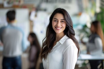 Smiling confident business leader looking at camera and standing in an office