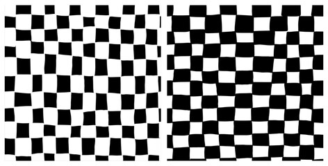 Set of irregular black and white grid seamless repeat pattern. Bundle of monochrome check aop, all over print. - obrazy, fototapety, plakaty