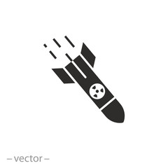 rocket attack icon, atomic or nuclear bomb, flat symbol on white background - vector illustration