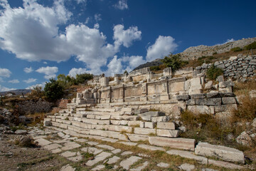 Fototapeta na wymiar Sagalassos ancient city near Burdur, Turkey. Ruins of the Upper Agora in the roman city.