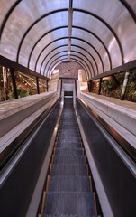 A covered escalator.