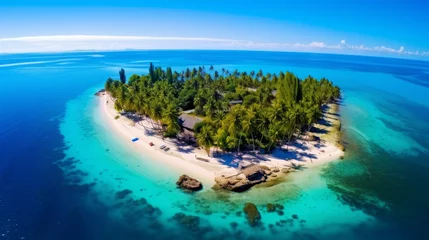 Keuken spatwand met foto Aerial view of a stunning tropical island paradise © Cloudyew