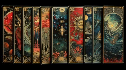 Mystical divination: tarot cards, a powerful tool for spiritual guidance and insight, a glimpse into the mysteries of the past, present, and future through symbolic imagery and ancient wisdom