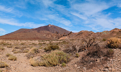 Panorama of caldera in Teide National Park, Tenerife, Canary Islands, Spain.