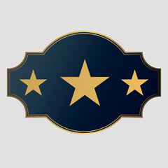 Fototapeta premium Blue label with gold frame and quality stars. Vector on a gray background
