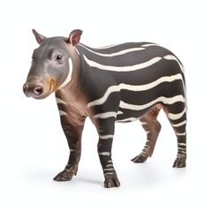 Fototapeta premium a tapirus indicus, studio light , isolated on white background