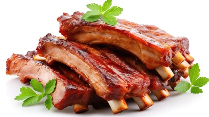 Symphony of Smoke: Succulent Ribs Adorned With Vibrant Parsley
