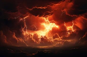 Foto op Plexiglas lightning striking clouds in the sky © ion