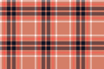 Plaid background, check seamless pattern in red. Vector fabric texture for textile print, wrapping paper, gift card or wallpaper.