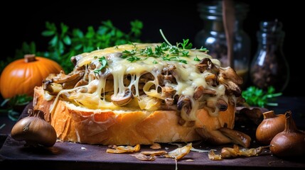 Mushroom Meltdown: A Tangy Delight of Cheesy Bread and Earthy Fungi