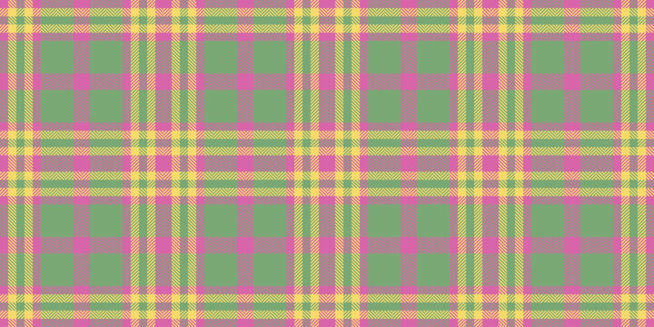 Comfortable seamless vector pattern, softness tartan textile texture. Femininity background fabric plaid check in green and pink colors.