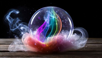 A rainbow inside a soap bubble. A minimalistic picture in pastel colors