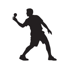 Black silhouette of a Pickleball Player in a white Background.
