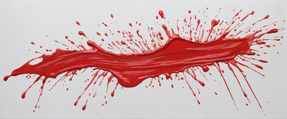 Acrylic stain paint brush smear red. Hand-drawn element on a bleached background. - obrazy, fototapety, plakaty