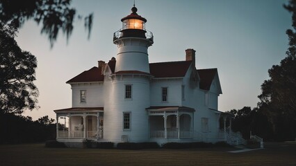 Fototapeta premium lighthouse on the island lighthouse is a haunted house that is cursed by the ghosts of the former keepers who died in mystery 