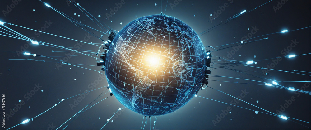 Poster global communication network concept. digital transformation. wide image for banners, advertisements