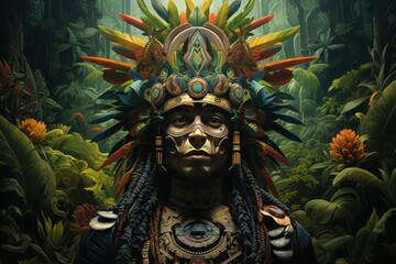 Ayahuasca Art - Deep Spiritual Journey - Jungle Immersion - Sacred Plant Medicine Wallpaper - obrazy, fototapety, plakaty