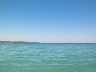 Fototapeta premium Blue water of Tyrrhenian sea in Vada, Tuscany, Italy.